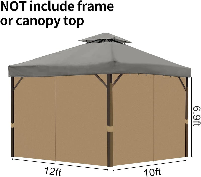 aonear Gazebo Privacy Curtains 10' x 12' with Zipper 4-Panels Side Wall Universal Replacement for Patio, Outdoor Canopy, Garden and Backyard (Curtain Only) - Image 2